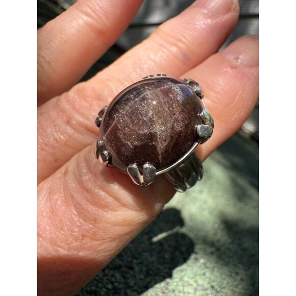 Scapolite Cat Eye Sterling 925 Silver Handmade Clarity Ring Size 7 - 7.25 - Picture 5 of 6